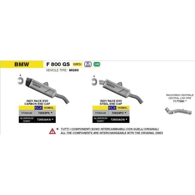 ARROW アロー Indy Race EVO silencer with carby end cap Silencer material：titanium F 900 GS Adventure 800 BMW スリップオンマフラー マフラーの画像