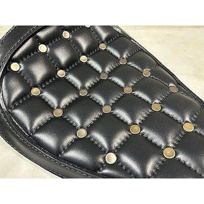 部品屋K\u0026W 【Lucky Custom Leather】ソロシートKIT (本革サドルシート) リジットタイプ カラー：リベット／ブラック エストレヤ KAWASAKI カワサキ シート_1