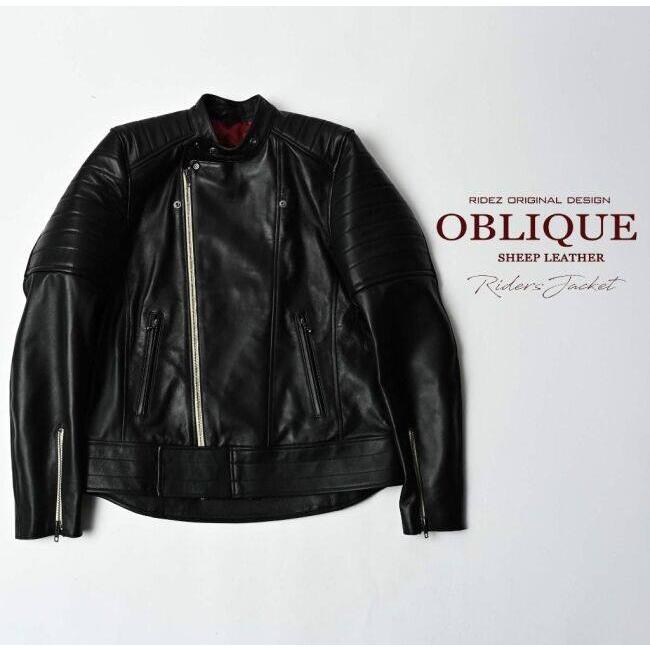 RIDEZ ライズ OBLIQUE JACKET バイク用 シングル レザージャケット