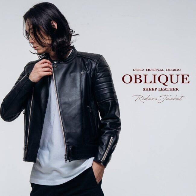 RIDEZ ライズ OBLIQUE JACKET バイク用 シングル レザージャケット