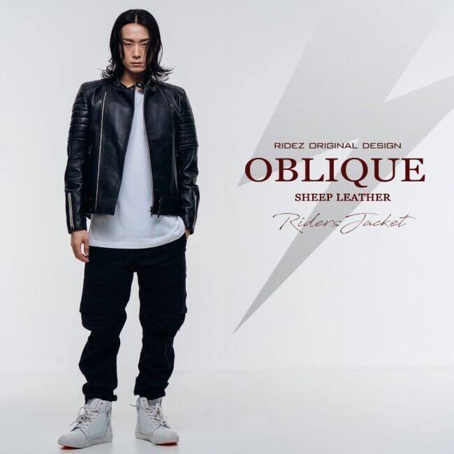 RIDEZ ライズ OBLIQUE JACKET バイク用 シングル レザージャケット