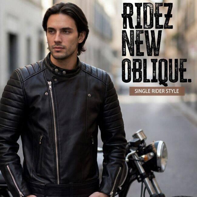 RIDEZ ライズ OBLIQUE JACKET バイク用 シングル レザージャケット