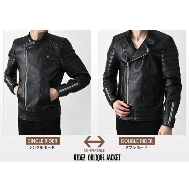RIDEZ ライズ OBLIQUE JACKET バイク用 シングル レザージャケット