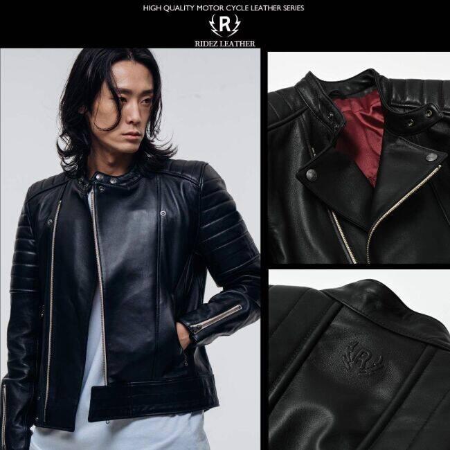 ライズ RIDEZ JACKET ライダースジャケット M RIDEZ ライズ OBLIQUE JACKET バイク用 シングル レザージャケット