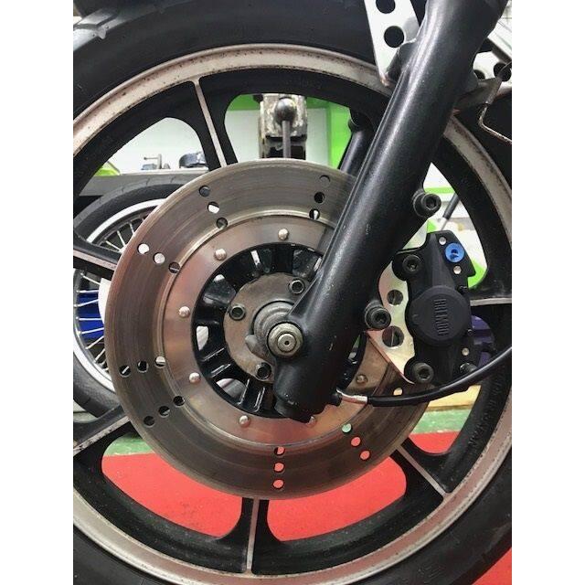SPEED SHOP ITO スピードショップイトウ Z400FX(E1-E3)296mmローター／ブレンボラグビー用キャリパーサポート タイプ：ダブルディスク用フラット黒 Z400FX | スピードショップイトウ