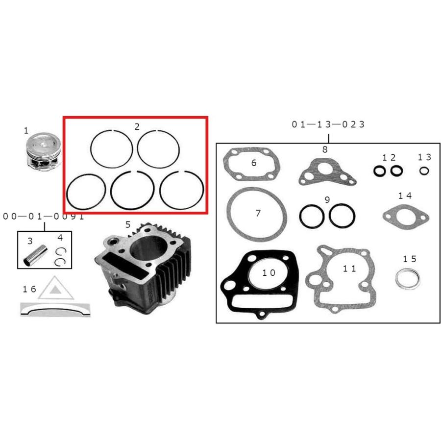 SP武川 SPタケガワ 【補修部品】ピストンリングセットe-ステージ(50mm／81.2cc) ピストンリング エンジンパーツ エンジン | スペシャルパーツ武川