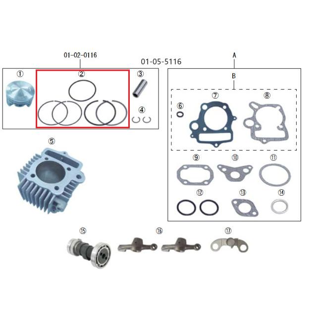 SP武川 SPタケガワ 【補修部品】 ピストンリングセットZ50(3RINGTYPE52mm) ピストンリング エンジンパーツ エンジン | スペシャルパーツ武川 | 10