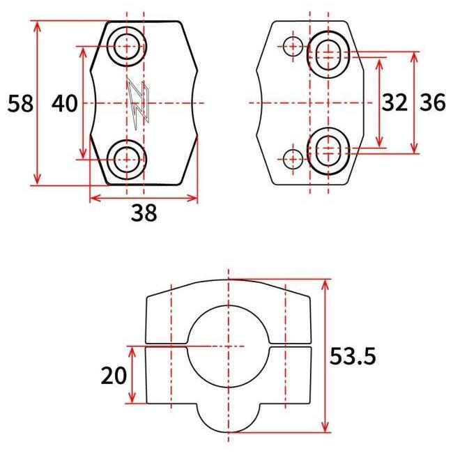 ZETA RACING ジータ レーシング UX3クランプキット (22.2mm→28.6mm