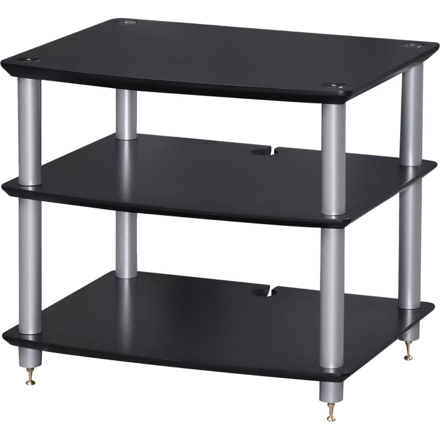 美品 SOUND MAGIC サウンドマジック オーディオラック AV33BS 代引き不可】SOUND MAGIC AV33BS（棚板：ブラック・ポール：シルバー