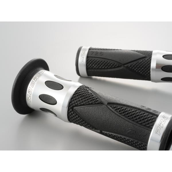 DAYTONA デイトナ PROGRIP プログリップ スタンダードラバー エンド貫通 アルミリングタイプ ブラックシルバー 98090 ステッカー付属 | DAYTONA（バイク用品） | 01