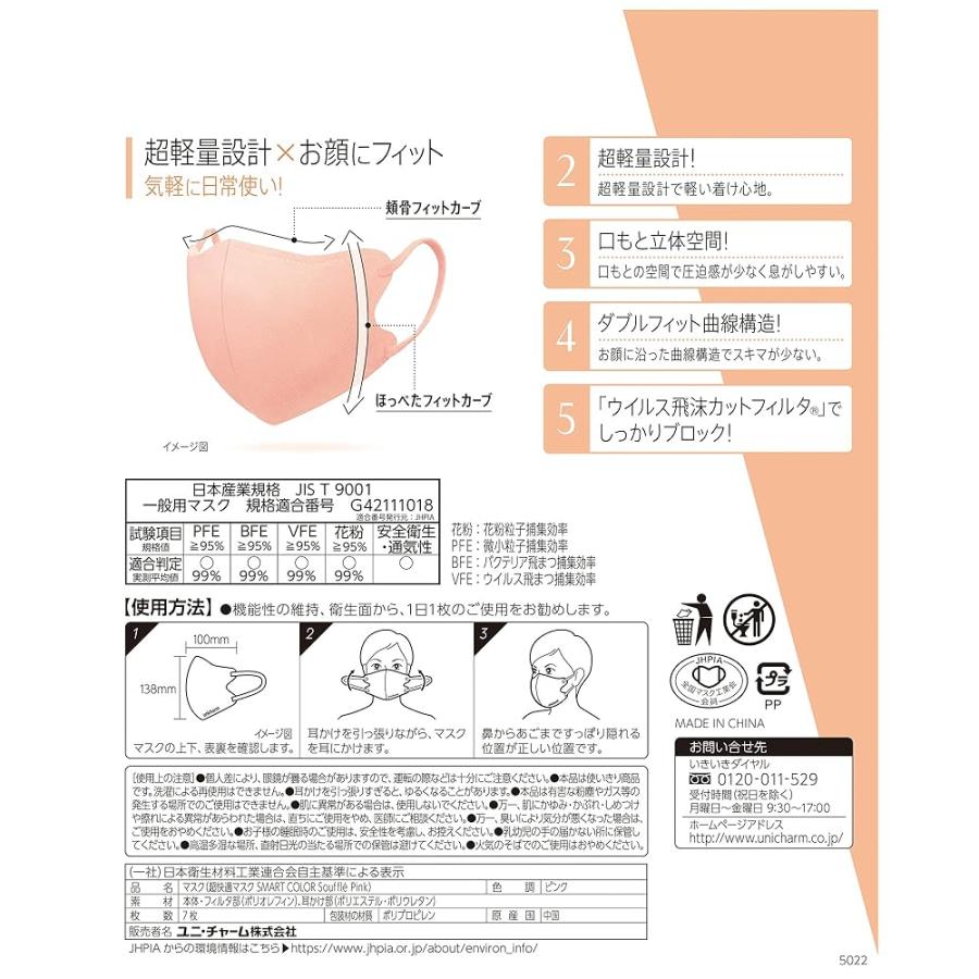 まとめ買い】超快適マスク スマートカラー スフレピンク 風邪・花粉用