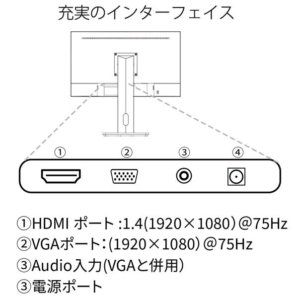 JAPANNEXT 液晶ディスプレイ 23.8型/1920×1080/HDMI×1、VGA×1/ブラック/スピーカー/昇降式スタンド JN-HSP238IPSFHD｜webshop-sakura｜02