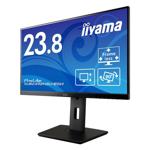 iiyama 液晶ディスプレイ 23.8型/1920×1080/D-sub、HDMI、DisplayPort/BK/スピーカー/IPS方式/昇降/回転 XUB2492HSU-B5H｜webshop-sakura｜02