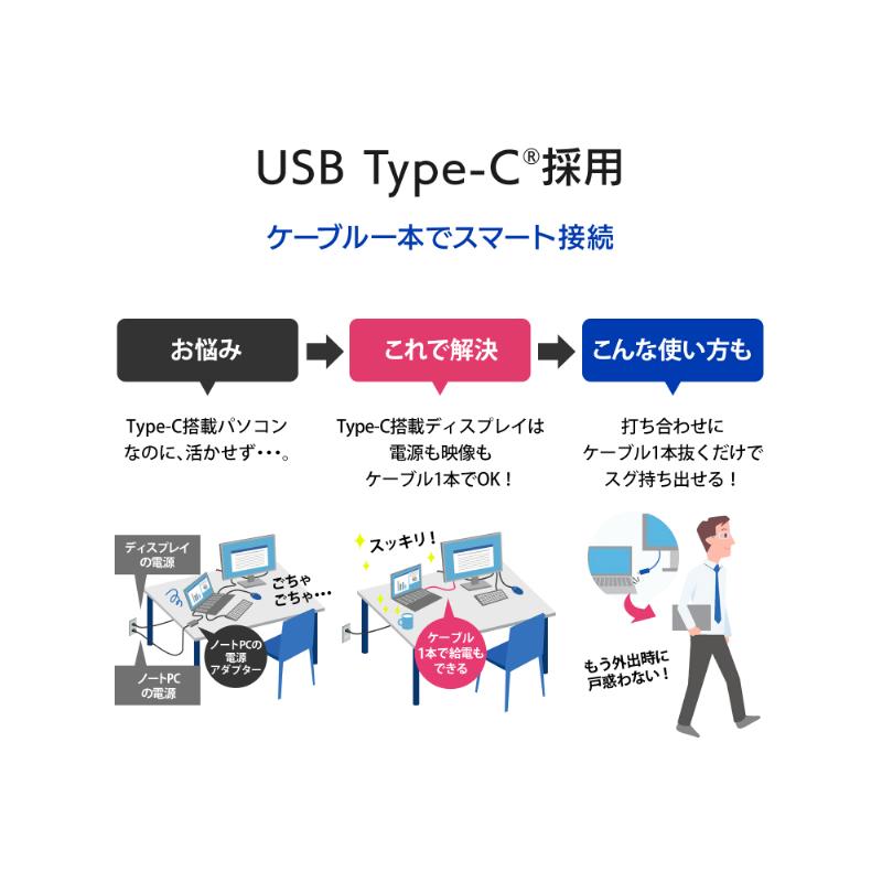 DATA ワイド液晶ディスプレイ 23.8型/1920×1080/HDMI、DP、USB 【FMVWMA】 Type-C/ブラック/スピーカー：あり LCD-C241DB-AG