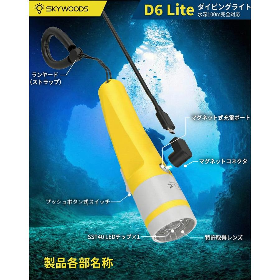 限定！値下げ品】SKYWOODS D6 LITE ダイビング フラッシュライト : web