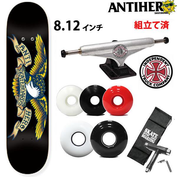 スケボーコンプリート  インディペンデント  トラック 139 セット アンタイヒーロー CLASSIC EAGLE Large ブラック　8.12インチ スケートボード 完成品 | INDEPENDENT TRUCK COMPNY