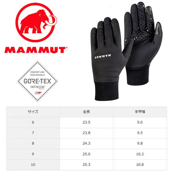 マムート グローブ MAMMUT ゴアインフィニウム STRETCH PRO WS GLOVE インナーグローブ 1190-00280 BK GORETEX INFINIUM｜websports｜06