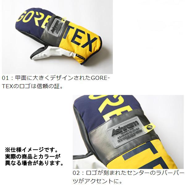 スノーボード グローブ ミトン アシュラム グローブ ゴアテックス PROFILE LOGO MITT navy/yellow (22-23 2023)GORE-TEX ashram|websports|04