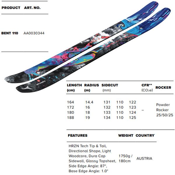 ATOMIC アトミック スキー板 BENT 110 (24-25 2025) + 25 STRIVE ATOMIC アトミック スキー板 BENT 110 (24-25 2025) + 25 STRIVE