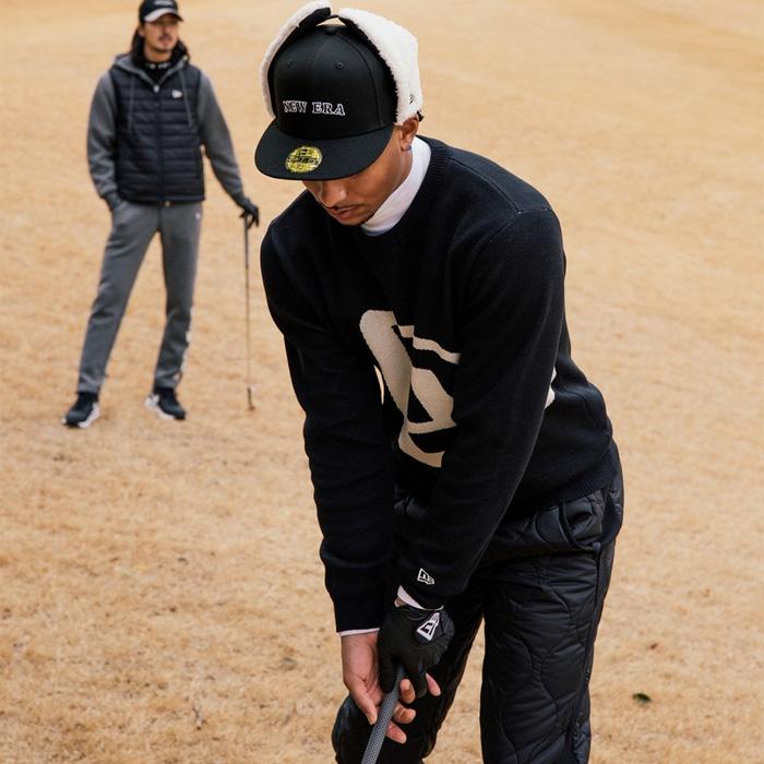 newera golfニットセーター フラッグロゴ　ゴルフウェア ニューエラ ゴルフウェア ニットセーター フラッグロゴ ブラック