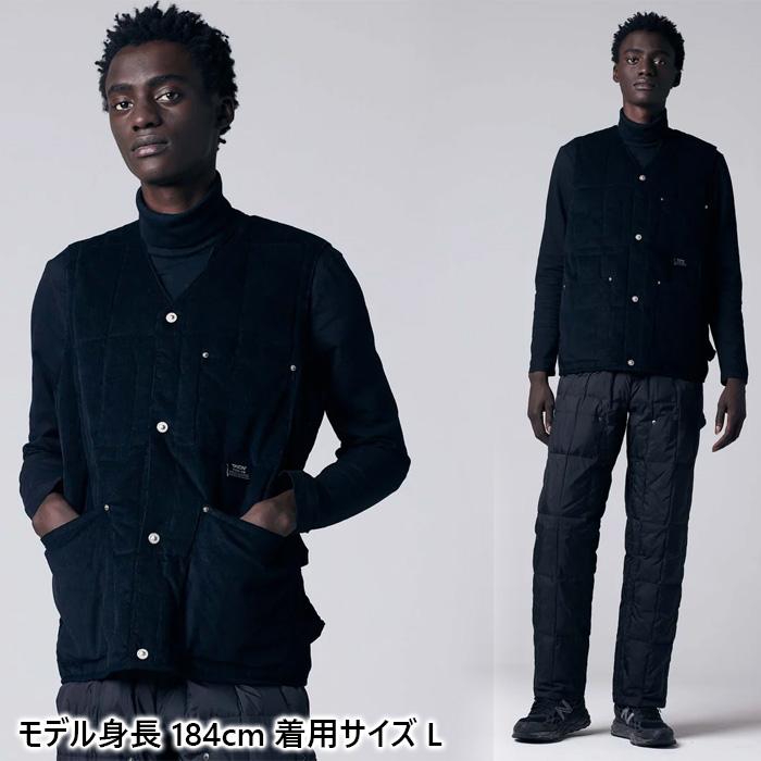 TAION（タイオン） ダウンベスト ワーク Vネックボタン コーデュロイ