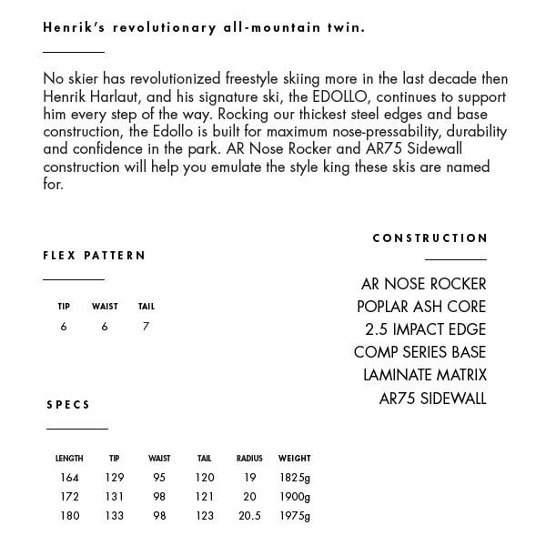 ARMADA（アルマダ） スキー板 イードロー ARMADA EDOLLO ヘンリック