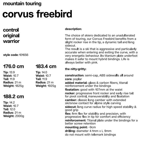 blackcrows スキー板 2026 Corvus Freebird 単品 (板のみ) コーバス