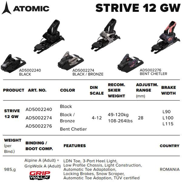 ATOMIC アトミック ビンディング STRIVE 12 GW Bent-Chetler ATOMIC アトミック ビンディング STRIVE 12 GW Bent-Chetler