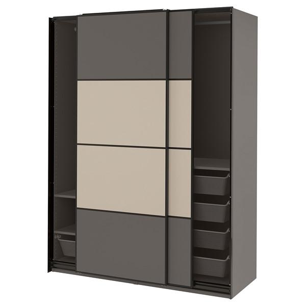 [IKEA/イケア/通販]PAX パックス / MEHAMN メーハムンワードローブ, 両面仕様 ダークグレー/グレーベージュ,150x66x201 cm[7](09433202) | 
