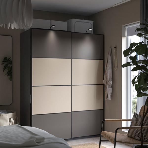 [IKEA/イケア/通販]PAX パックス / MEHAMN メーハムンワードローブ, 両面仕様 ダークグレー/グレーベージュ,150x66x201 cm[7](09433202) |  | 01