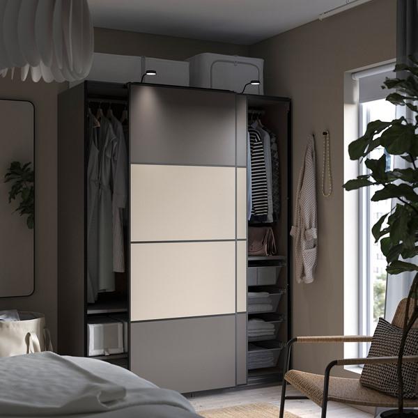 [IKEA/イケア/通販]PAX パックス / MEHAMN メーハムンワードローブ, 両面仕様 ダークグレー/グレーベージュ,150x66x201 cm[7](09433202) |  | 02