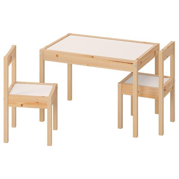 【IKEA/イケア/通販】LATT レット 子ども用テーブル チェア2脚付, ホワイト/パイン材[D](10178413) | 