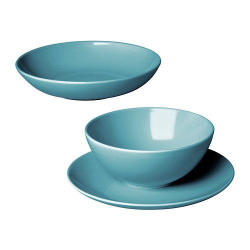 IKEA/イケア FARGRIK 食器18点セット, ターコイズ | 