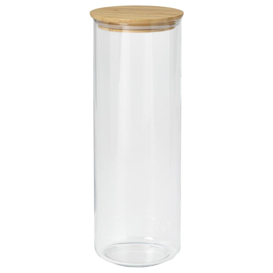 [IKEA/イケア/通販]EKLATANT エクラタント ふた付き容器, クリアガラス/竹, 1.8 l[A](10419059) | 