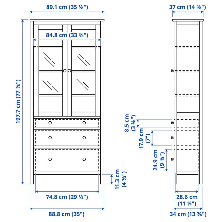 [IKEA/イケア/通販]HEMNES ヘムネス コレクションケース（引き出し×3）, ブラックブラウン, ライトブラウン, 90x198 cm[AK](10452299) |  | 04