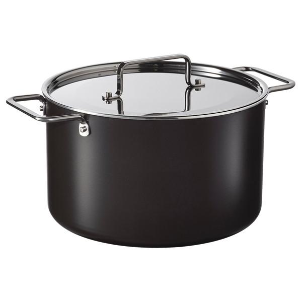 [IKEA/イケア/通販]GULDORING グルドーリング鍋 ふた付き, こびりつき防止加工 ステンレススチール/ブラックグレー,5 l[B](10609455) | 