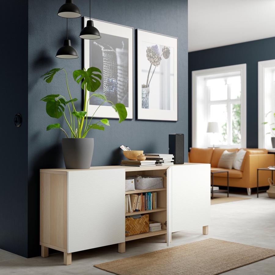 【IKEA/イケア/通販】BESTA ベストー 収納コンビネーション 扉付, ホワイトステインオーク調/ラクスヴィーケン/ストゥッバルプ ホワイト,…[18](19187489) |  | 01