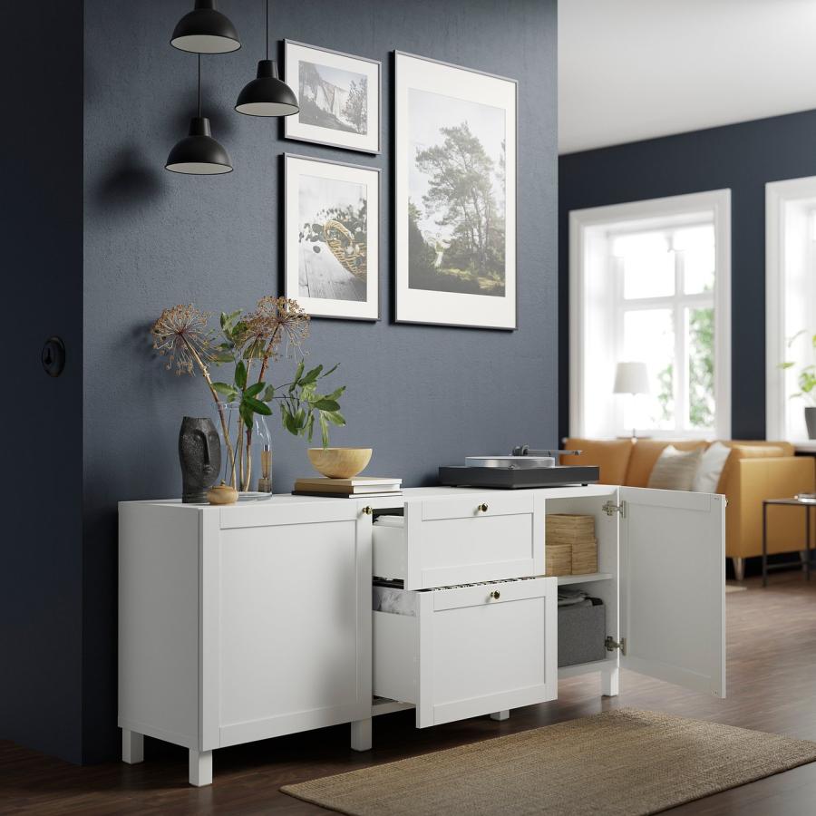 [IKEA/イケア/通販]BESTA ベストー 収納コンビネーション 引き出し付, ホワイト/ハンヴィーケン/ストゥッバルプ ホワイト, 180x42x74 cm[14](19282165) |  | 01