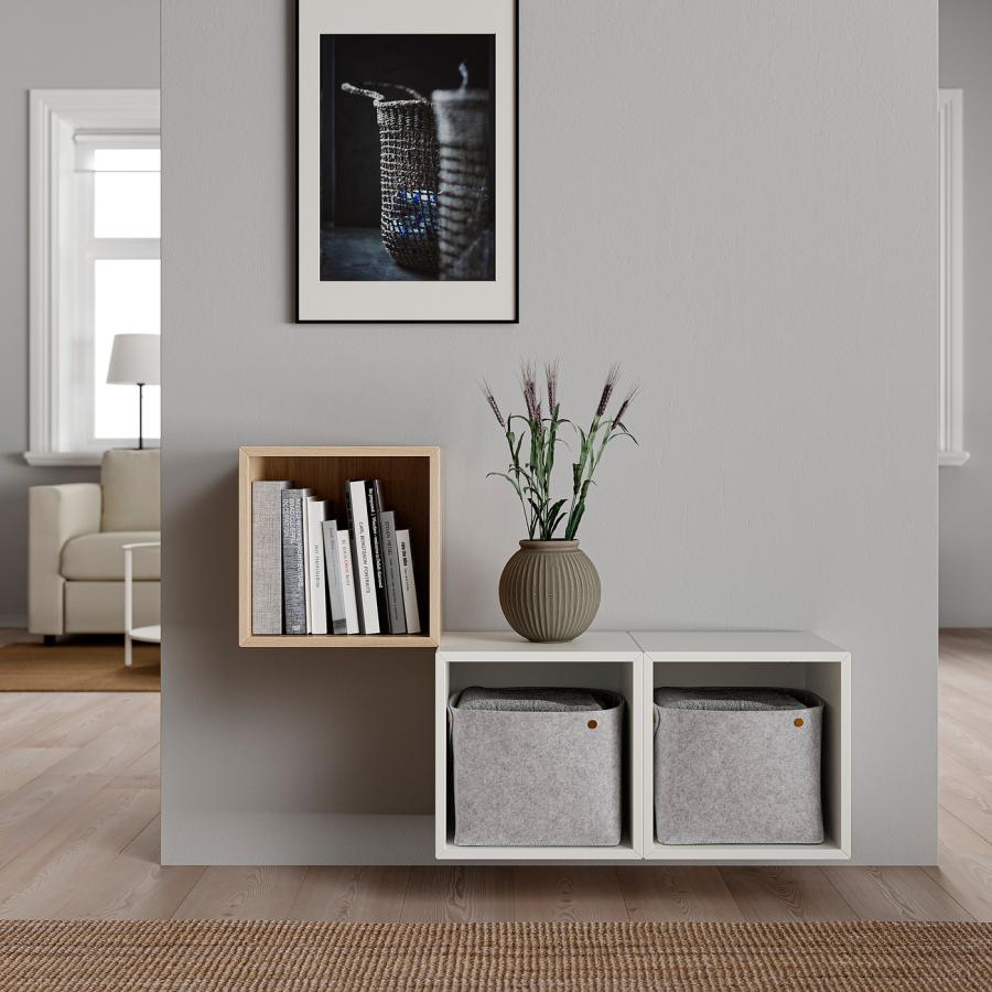 [IKEA/イケア/通販]EKET エーケト 壁取り付け式キャビネットコンビネーション, ホワイトステインオーク調/ホワイト, 105x35x70 cm[6](19286352) |  | 01