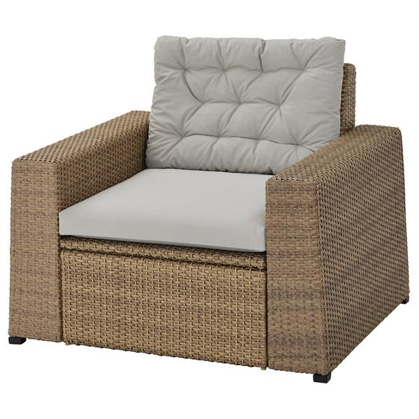 【IKEA/イケア/通販】SOLLERON ソッレローン アームチェア 屋外用, ブラウン/クッダルナ グレー…[4](19303196) | 