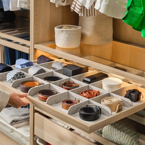 [IKEA/イケア/通販]KOMPLEMENT コムプレメント引き出し式トレイ 仕切り付き, ホワイトステインオーク調/ライトグレー,100x58 cm[3](19332014) |  | 01
