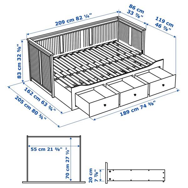 IKEA/イケア/通販]HEMNES ヘムネス デイベッド 引き出し3/マットレス2