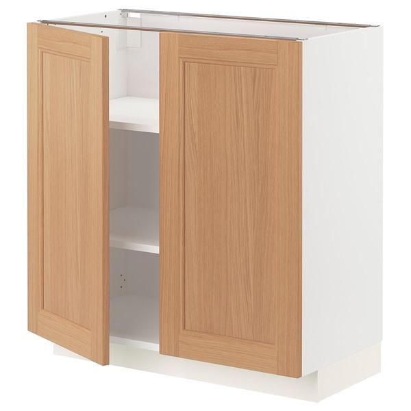 [IKEA/イケア/通販]METOD メトードベースキャビネット 棚板/扉2枚付き, ホワイト/ヴェードハムン オーク,80x41x80 cm[4](19438992) | 