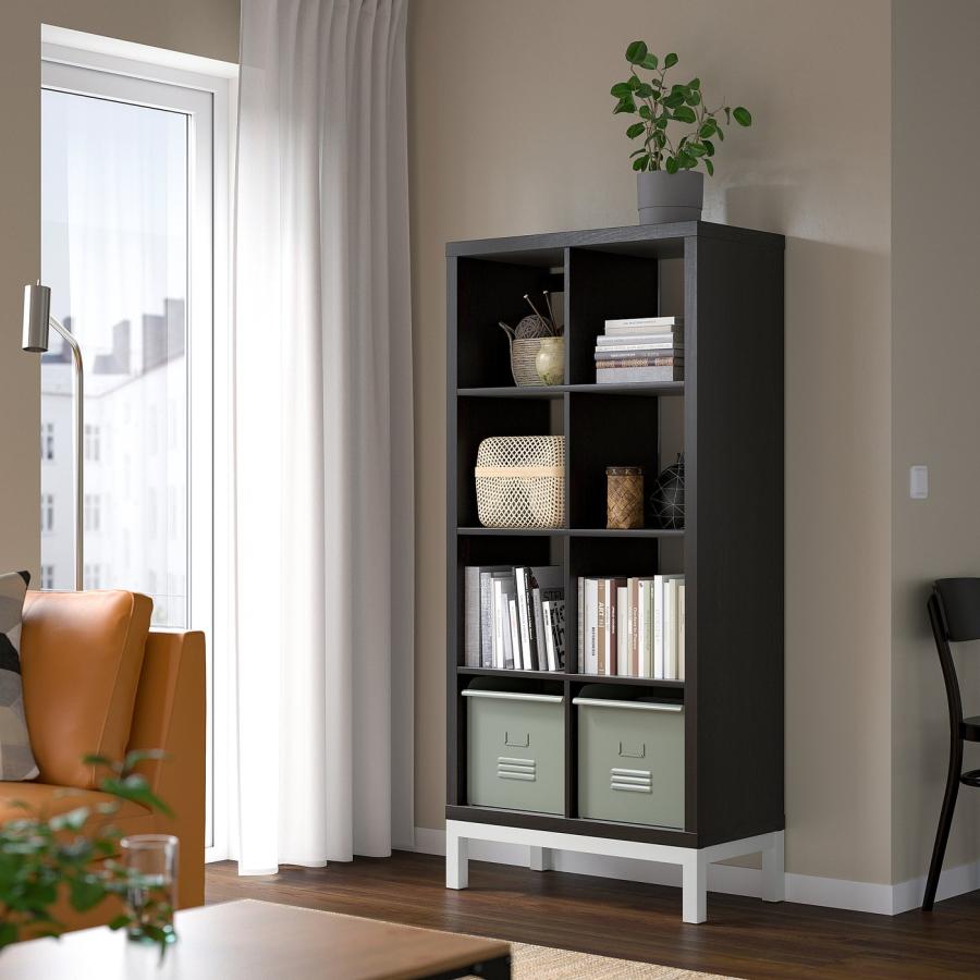 [IKEA/イケア/通販]KALLAX カラックス シェルフユニット 下部フレーム付き, ブラックブラウン/ホワイト, 77x164 cm[ID](19443955)の画像
