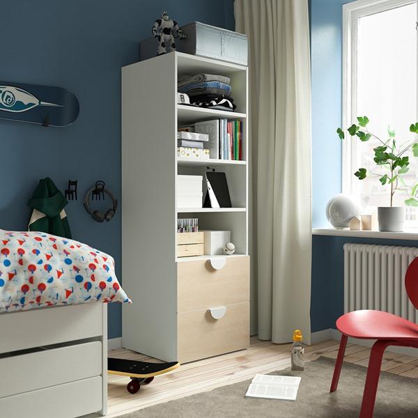 【IKEA/イケア/通販】SMASTAD スモースタード / PLATSA プラッツァ 本棚, ホワイト バーチ/引き出し2段付き,…[10](19483296) |  | 01