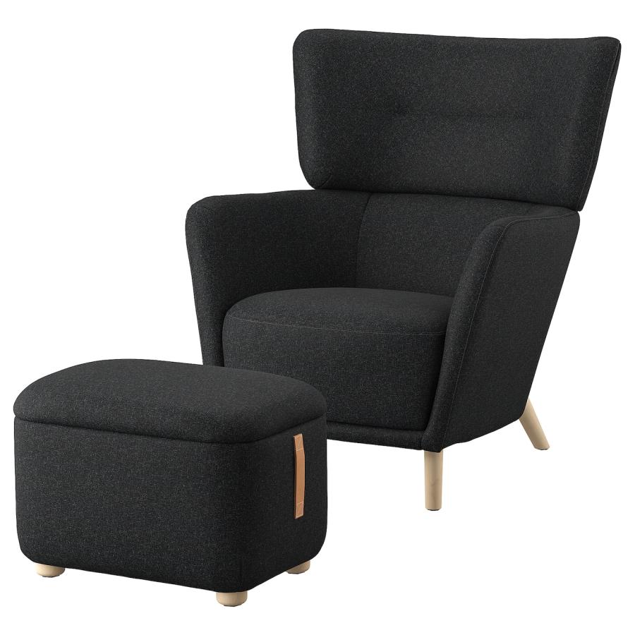 【IKEA/イケア/通販】OSKARSHAMN オスカルスハムン ウィングチェア オットマン付き, グンナレド ブラック/グレー[JE](19485337) | 