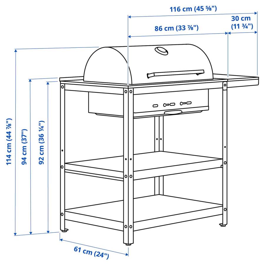 [IKEA/イケア/通販]GRILLSKAR グリルシェール炭火焼きバーベキューグリル サイドテーブル付き, ステ……[ID](19504623) |  | 07