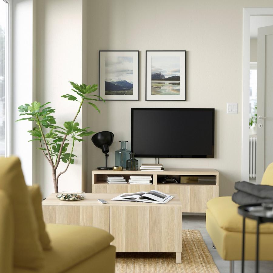 [IKEA/イケア/通販]BESTA ベストー コーヒーテーブル扉付, ホワイトステインオーク調/ラップヴィーケン/ストゥッバルプ ホワイトステインオーク調, 120x58 cm[11 |  | 04