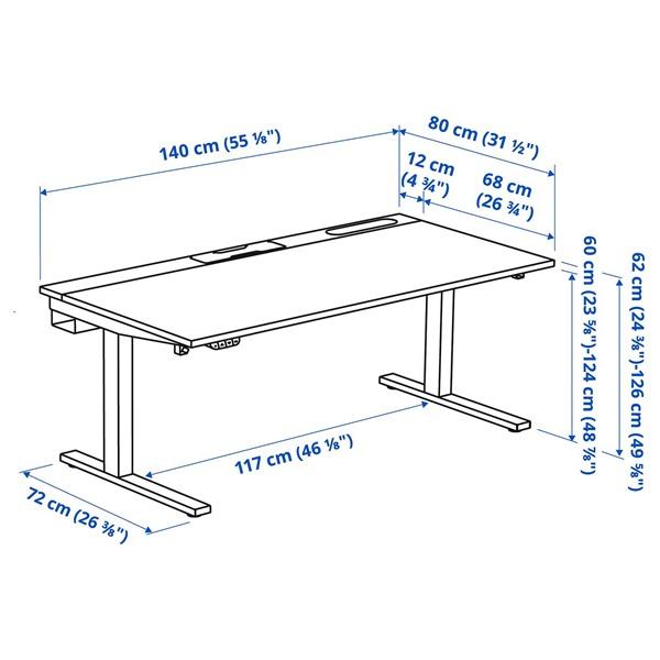 [IKEA/イケア/通販]MITTZON ミッツォーンデスク 昇降式, 100V ウォールナット材突き板/ブラック,140x80 cm[4](19528983) |  | 07