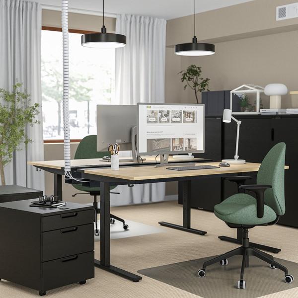 [IKEA/イケア/通販]MITTZON ミッツォーンデスク, オーク材突き板/ブラック,160x60 cm[3](19529077) |  | 01